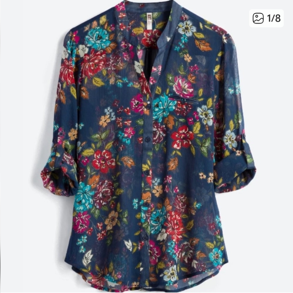 Kut from the Kloth Multicolor Floral Button Down Shirt